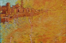 n. 11 , LUIGI MASIN, Rosso a San Giorgio Venezia, olio su sacco, 40 x 50 , 2013, 3870
